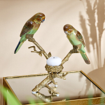 Подсвечник с двумя попугаями из фарфора на бронзовой ветке Eden Garden варинант исполнения - 1 | Loft Concept в Екатеринбурге