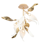 Люстра потолочная с белыми матовыми и золотыми глянцевыми листьями Wintery flovers варинант исполнения - 2 | Loft Concept в Екатеринбурге