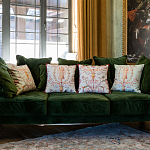 Декоративная подушка светло-зеленая с растительным орнаментом Raffael Floral Green Cushion варинант исполнения - 2 | Loft Concept в Екатеринбурге