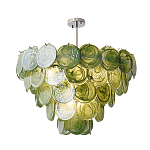 Люстра из зеленых стеклянных дисков с перламутровым эффектом Green Glowing Glaze варинант исполнения - 1 | Loft Concept в Екатеринбурге