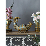 Чаша голубого цвета с оранментом и и бронзовыми фигурами леопардов Eden Garden варинант исполнения - 5 | Loft Concept в Екатеринбурге