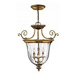 Люстра подвесная цвета латунь с прозрачным стеклянным плафоном и тремя лампами в классическом стиле на цепи Hinkley варинант исполнения - 2 | Loft Concept в Екатеринбурге