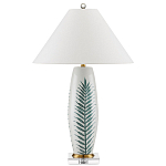 Настольная лампа овальная с тропическим принтом Stylized Aalm Leaves Motif варинант исполнения - 4 | Loft Concept в Екатеринбурге