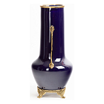 Ваза темно-синяя фарфоровая с бронзовыми ручками и ножками Eden Garden варинант исполнения - 3 | Loft Concept в Екатеринбурге