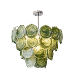 Люстра из зеленых стеклянных дисков с перламутровым эффектом Green Glowing Glaze варинант исполнения - 8 | Loft Concept в Екатеринбурге