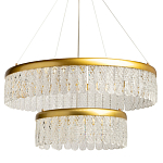 Люстра двухъярусная с золотого цвета и прозрачными подвесками Pettico варинант исполнения - 1 | Loft Concept в Екатеринбурге