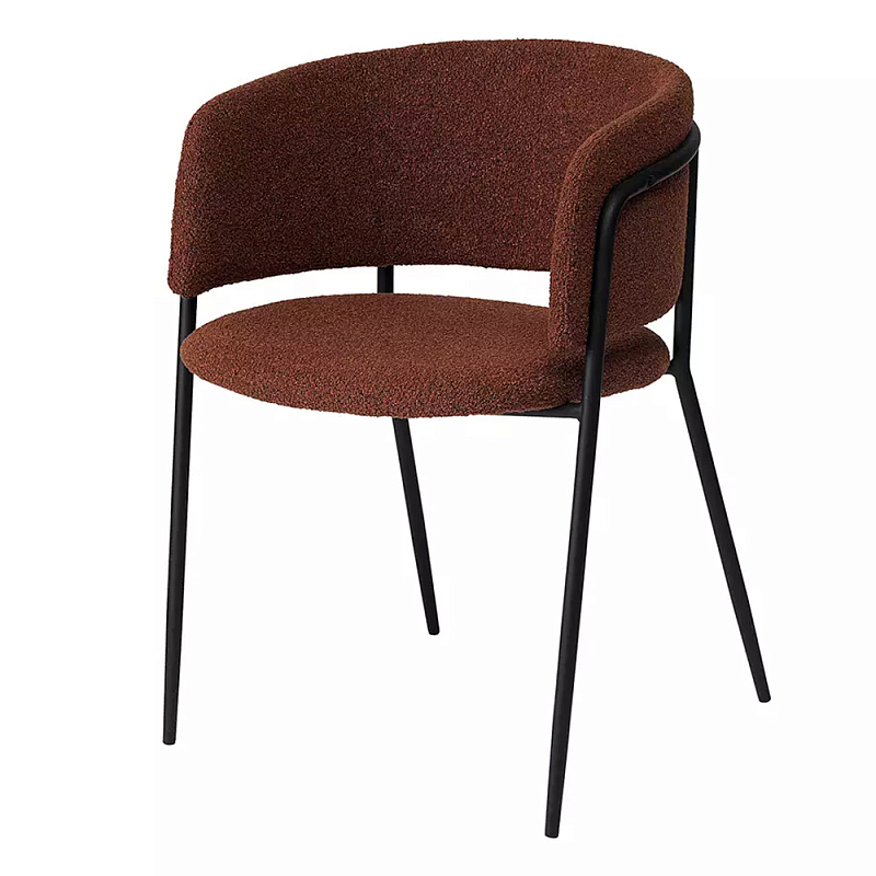 Стул полукруглый мягкий с буклированной обивкой Chair with Boucle Upholstery Черный Терракотовый в Екатеринбурге | Loft Concept 