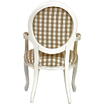 Стул с подлокотниками и круглой спинкой  Checkered Upholstery Chair обивка в клетку варинант исполнения - 4 | Loft Concept в Екатеринбурге