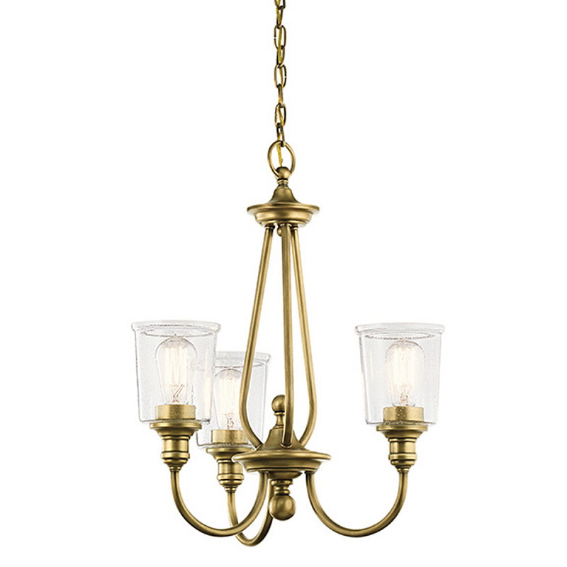 Люстра с прозрачными плафонами из пузырчатого стекла Kichler Латунь Прозрачное Стекло Никель в Екатеринбурге | Loft Concept 