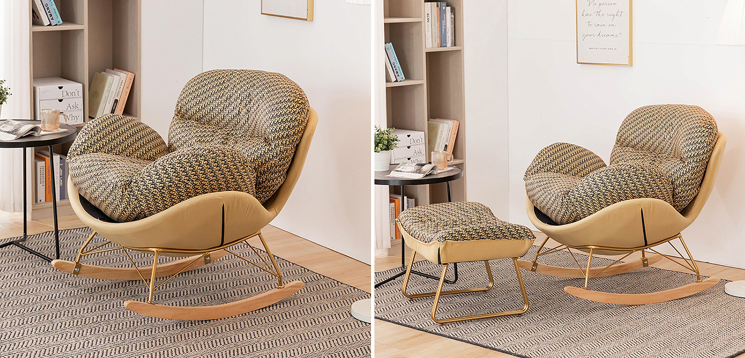 Кресло-качалка Dior Print Rocking Chair с банкеткой для ног Кресло-качалка Dior Print Rocking Chair с банкеткой для ног - Loft-Concept в Екатеринбурге