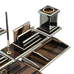 Настольный письменный набор с часами из природного камня обсидиана Team leader варинант исполнения - 4 | Loft Concept в Екатеринбурге