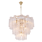 Люстра круглая многоярусная с прозрачными подвесками из стекла Hexagon Tube Light варинант исполнения - 3 | Loft Concept в Екатеринбурге