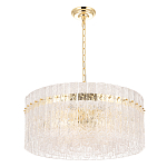 Люстра подвесная круглая с прозрачными рельефными стеклянными вставками и золотым основанием Textured Glass Chandelier варинант исполнения - 2 | Loft Concept в Екатеринбурге