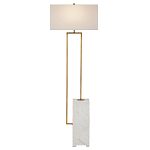 Торшер с прямоугольным абажуром на белом мраморном основании Asymmetry on Marble варинант исполнения - 1 | Loft Concept в Екатеринбурге