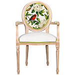 Стул с подлокотниками золотистый из бука с изображением птиц и цветов Blooming Red Birds варинант исполнения - 1 | Loft Concept в Екатеринбурге