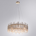 Люстра подвесная круглая с прозрачными хрустальными трубками и золотистым каркасом Диаметр 60 см Hexagon Tube Light варинант исполнения - 2 | Loft Concept в Екатеринбурге