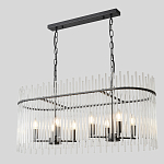 Люстра подвесная овальная со стеклянными прозрачными трубками и металлическим каркасом черного цвета Nembus варинант исполнения - 3 | Loft Concept в Екатеринбурге