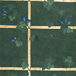 Обои ручная роспись Morning Glory Original colourway on Edo Green painted Xuan paper варинант исполнения - 1 | Loft Concept в Екатеринбурге