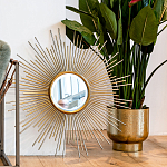 Зеркало-солнце круглое в раме из металла с золотыми с лучами Rays of Peace варинант исполнения - 3 | Loft Concept в Екатеринбурге