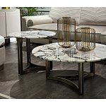 Столик журнальный с круглой мраморной столешницей Unique Stone Design варинант исполнения - 7 | Loft Concept в Екатеринбурге