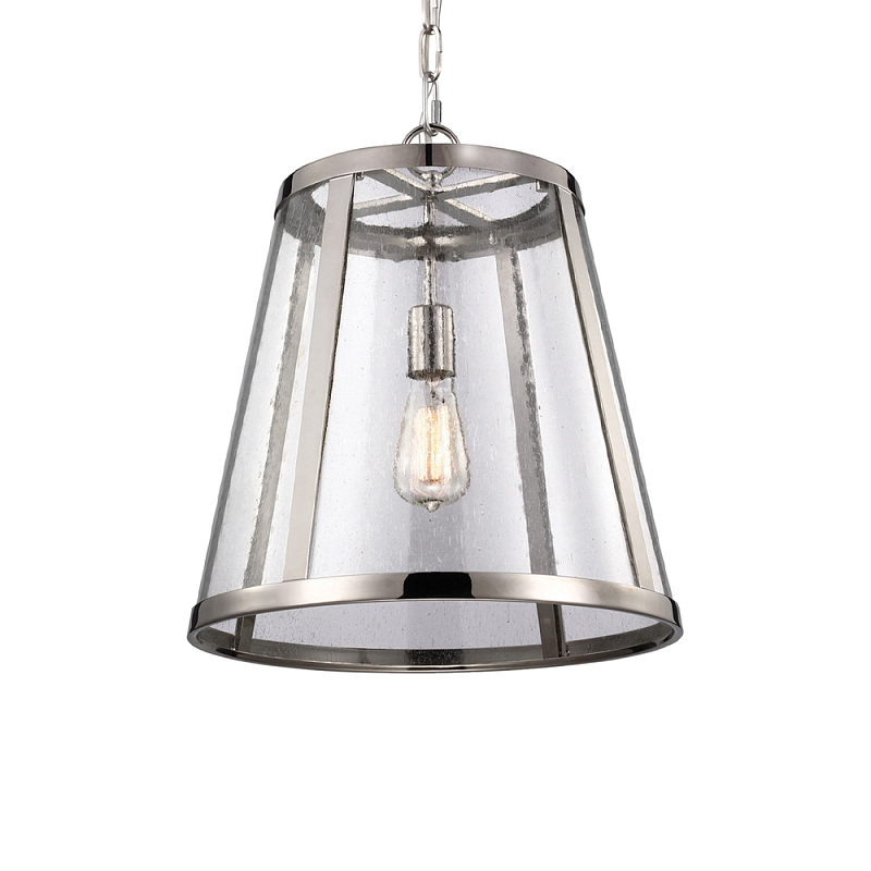 Подвесной светильник с прозрачным коническим стеклянным плафоном в современном стиле Feiss Никель в Екатеринбурге | Loft Concept 