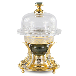 Икорница с декором "Три рыбки" с гравировкой и натуральным камнем Нефрит Decorative Cavair Dishes варинант исполнения - 1 | Loft Concept в Екатеринбурге