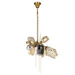 Люстра подвесная со стеклянными плафонами из дымчатого и золотистого с тремя вертикальными подвесками Gilded Mirage  варинант исполнения - 2 | Loft Concept в Екатеринбурге