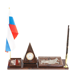 Настольный письменный набор с часами в виде пирамиды из природного камня обсидиана Pyramid of Time варинант исполнения - 1 | Loft Concept в Екатеринбурге