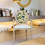 Стул с подлокотниками золотистый из бука с изображением птиц и цветов Blooming Birds варинант исполнения - 4 | Loft Concept в Екатеринбурге