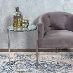 Приставной столик на серебристом основании с столешницей из стекла Noir варинант исполнения - 4 | Loft Concept в Екатеринбурге