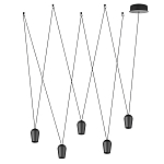 Подвесной светильник черными плафонами на длинных пересекающихся тросах Construction варинант исполнения - 2 | Loft Concept в Екатеринбурге