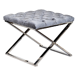 Пуф велюровый серый с каретной стяжкой Perennially варинант исполнения - 1 | Loft Concept в Екатеринбурге