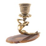 Подсвечник бронзовый из натурального камня агат Stone Candlestick варинант исполнения - 1 | Loft Concept в Екатеринбурге