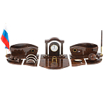 Настольный письменный набор с часами из природного камня обсидиана Competent Leader варинант исполнения - 1 | Loft Concept в Екатеринбурге