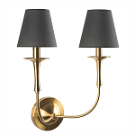 Бра с металлическим основанием бронзового цвета и 2-мя черными конусовидными абажурами Dignity варинант исполнения - 1 | Loft Concept в Екатеринбурге