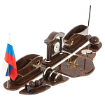 Настольный письменный набор с часами из природного камня обсидиана Competent Leader варинант исполнения - 2 | Loft Concept в Екатеринбурге