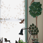 Обои с вышивкой ручной работы Mughal Trees Original colourway on linen варинант исполнения - 3 | Loft Concept в Екатеринбурге