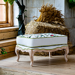 Банкетка золотистая из натурального бука с изображением птиц и цветов Blooming Birds варинант исполнения - 2 | Loft Concept в Екатеринбурге