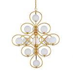 Люстра с закругленным каркасом золотого цвета и белыми плафонами Round Curl варинант исполнения - 2 | Loft Concept в Екатеринбурге