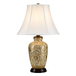 Настольная лампа с фарфоровым основанием с декоративным орнаментом и белым абажуром на темной круглой подставке Elstead Lighting варинант исполнения - 6 | Loft Concept в Екатеринбурге