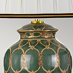 Настольная лампа с керамическим основанием с золотистым решетчатым узором и белым плиссированным абажуром Elstead Lighting варинант исполнения - 3 | Loft Concept в Екатеринбурге