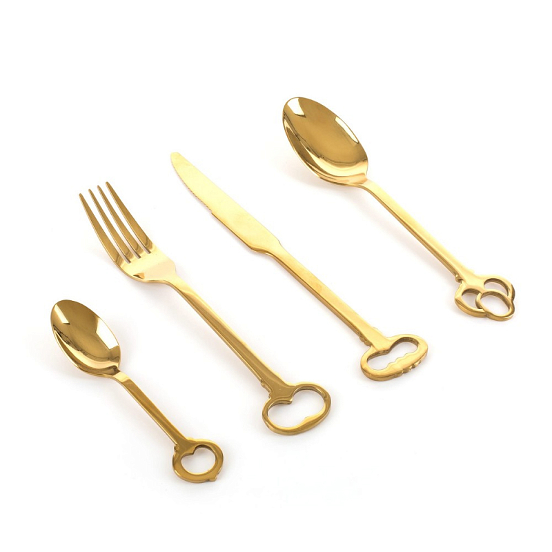 Набор столовых приборов Seletti Keytlery Gold set of 6 Золотой в Екатеринбурге | Loft Concept 