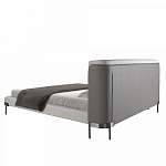 Кровать двуспальная серая с мягким изголовьем из экокожи и ткани Modern Look варинант исполнения - 4 | Loft Concept в Екатеринбурге