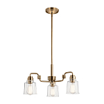 Люстра цвета латунь с 3-мя прозрачными стеклянными плафонами Kichler варинант исполнения - 2 | Loft Concept в Екатеринбурге