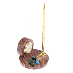 Часы настольные с шариковой металлической ручкой из натурального камня Stone Clock варинант исполнения - 5 | Loft Concept в Екатеринбурге