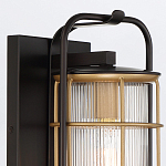 Настенный фонарь цилиндрической формы с рифленым стеклом в золотом каркасе на черном прямоугольном основании Eurofase варинант исполнения - 5 | Loft Concept в Екатеринбурге