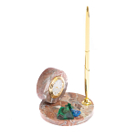 Часы настольные с шариковой металлической ручкой из натурального камня Stone Clock варинант исполнения - 8 | Loft Concept в Екатеринбурге