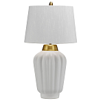 Настольная лампа с белым конусным абажуром и ребристым керамическим основанием Quintiesse варинант исполнения - 1 | Loft Concept в Екатеринбурге