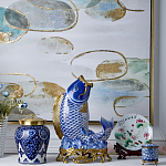 Ваза с насыщенным синим орнаментом и золотой крышкой Blue & White Ornament  варинант исполнения - 1 | Loft Concept в Екатеринбурге