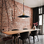 Подвесной светильник с плафоном в форме плоского купола и белой шарообразной лампой Eurofase варинант исполнения - 8 | Loft Concept в Екатеринбурге